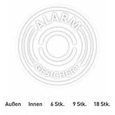 Aufkleber-Set Alarm-gesichert, transparent I Ø 4 cm innenklebend außenklebend