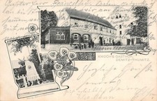 Kmoch's Gasthof Demitz-Thumitz König-Albert-Denkmal Postkarte AK 1907