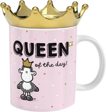 Tasse Krone mit Motivdruck "Queen" | Kaffeetasse, Porzellan, 35 cl, Deckel in Kr