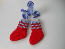 Puppensocken Puppenkleidung gestrickt handgestrickt NEU Fußl. ca. 6 cm ungedehnt