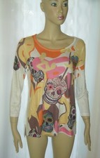 Designer Longshirt Longsleeve Shirt STRASS Skull TOTENKOPF Elasthan S M L XL NEU