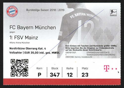 Ticket 2018 bayern - 2018/19,