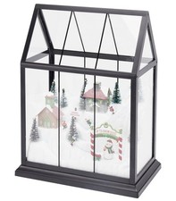 LED-Deko-Haus Weihnachtsdeko mit Beleuchtung Batteriebetrieben Glas Metall 33 cm