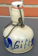 KLEINE KERAMIK FLASCHE...GIFT GRAVUR...12 CM...