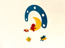 Süßes Mobile Sandmännchen, Mond und Sterne, Holz, Baby Spielzeug