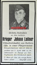 Sterbebild WWII Unteroffizier