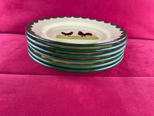 Zeller Keramik - Hahn und Henne - 6 Speiseteller ca.24 cm im dunklen Grünton TOP
