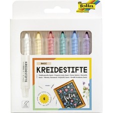 folia Kreidestifte Set 6 Stück Basic, Mehrfarbig, Kinder, Blumen