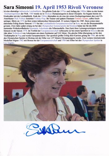 Autogramm sara simeoni - autogramm,