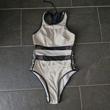 CENSORED sexy Badeanzug Bikini durchsichtig weiß/schwarz sexy Push-up  Gr.  XS/S