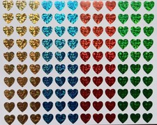 120x HERZEN bunt GLITZER