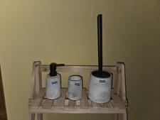 WENKO Badaccessoires-Set, Modell Villena, 3-teilig, Betongrau, Keramik