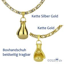 Edelstahl Box-Handschuh Goldfarben einzeln oder m. Königskette 2 Farben 2 Längen