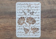 Schablone mit Schreibschrift Blumen Text ST-1010616  Vintage Stencil Malerei
