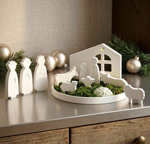 Weiße weihnachtskrippe set - weiße,