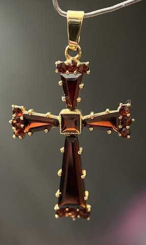 585 gold kreuz granat - gold,