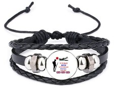 V E Day 80th Anniversary Military Remember schwarzes Lederarmband und Geschenktasche