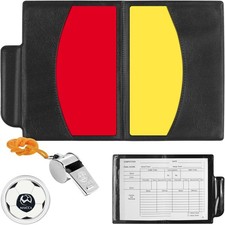 Schiedsrichter Set Gelbe Rote Karte Pfeife Schlüsselband Punktebuch Fußballmünze