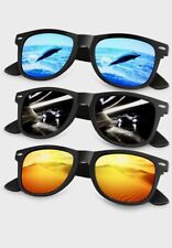 3x Sonnenbrille Pilotenbrille Retro Nerd Horn Party Brille Schwarz UV Schutz