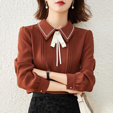 Damen Chiffon Schleife Bluse