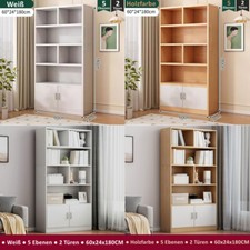 Bücherregal Bücherschrank Wandregal Standregal Hochschrank 60x24x180cm 2 Türen