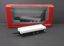1:87 EM1278 Herpa 076920 2achs Tandemanhänger mit Bordwänden weiß NEU in OVP