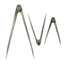 3er Set 50er Jahre Anreiss Zirkel 130 bis 250mm Angulus Made in Germany 