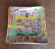 Aschenbecher Glas Teller Zigarren Banderolen Bauchbinden Handarbeit 1960er Jahre