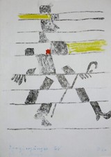 Josef Oberberger: Spaziergänger (Mischtechnik, signiert und datiert 1968)