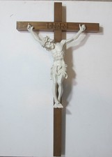 Großes Kreuz Kruzifix Holz Jesus weiß 74,5 cm !!!! Zustand lesen
