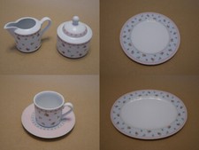 TCM Tchibo Streublume Rosenmuster Rosa Rand Kaffeetasse Kuchenteller Schüssel