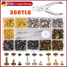 360 Set Leder Nieten Doppelkappe Rivet 6/8/12mm Hohlnieten Mit Werkzeug Zange