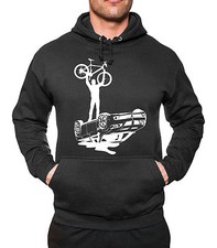 Biker vs Auto Kapuzen-Sweatshirt Hoodie BMX Rad Fahrer Fahrrad Fan Herrentag neu