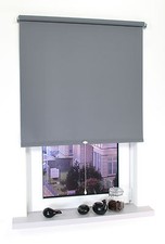 Springrollo Mittelzugrollo Schnapprollo Fenster Tür Rollo Zugrollo Dunkelgrau