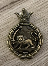 Brosche mit Löwenkrone aus Legierung, runde Anstecknadel, Iran Royal Pahlavi❤️