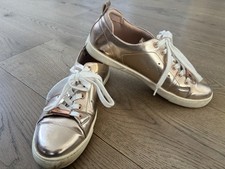 Top Damen Halbschuh Sneakers Schuhe Lack Metallic Roségold G 39