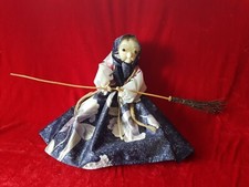 Puppe Dekopuppe 50cm Hexe mit Besen Hexenpuppe Hexenbesen Hexenfigur handarbeit 