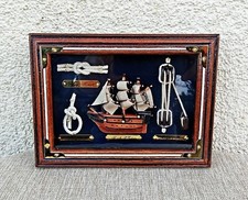 Knotentafel maritim Bild hinter Glas im Holzrahmen + Segelschiff H.M.S. Victory