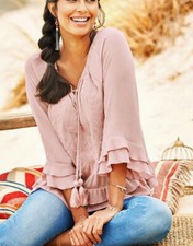 Boho Tunika Bluse Stickerei