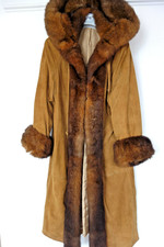 Butterweicher NIENDORF  Leder Opossum  Pelzmantel Gr.40 42 Kapuze Ledermantel