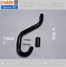Kleiderhaken, Huthaken Kunststoff, Garderobenhaken, Schwarz  