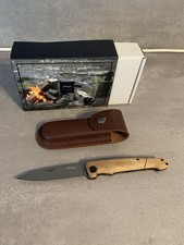 Walther Messer BWK 1 Blue Wood Zweihandfolder 440C, Walnussholz, Lederholster