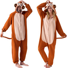 Unisex Pyjama Plüsch Onesie Affe Tier Kostüm Erwachsene Set