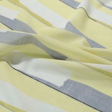 Streifen Landhaus Gardinen-Stoff in als Meterware Vorhangstoff Lemon Leinenoptik