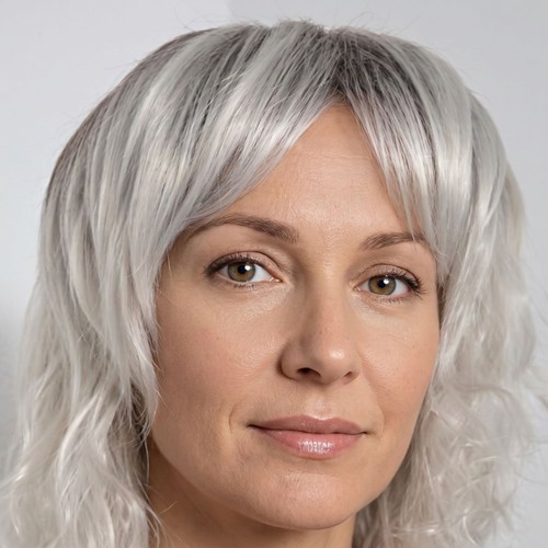 Kurze lockige grau ombre - kurze,