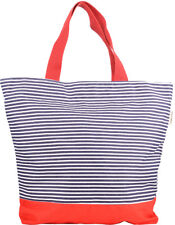 Big STRIPE Retro Streifen Bag SHOPPER Tasche - Dunkelblau / Rot Rockabilly
