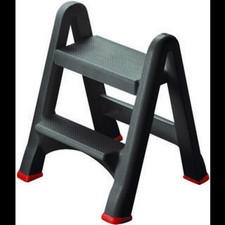 Curver 155160 Klapptritt Anthrazit Rot 3.22kg Leiter Gerüst Treppe Tritt schwarz