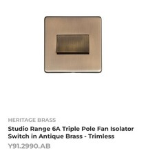 Heritage Brass Studio schraubenloser elektrischer 1 Gang 6A Lüfter Trennschalter Überschuss