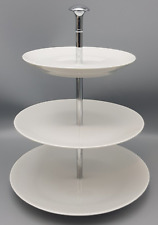 TCM 3-stöckige ETAGERE weiß Porzellan / Edelstahl ca. 30cm hoch TOP