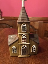 Windlicht Haus Kirche Steingut